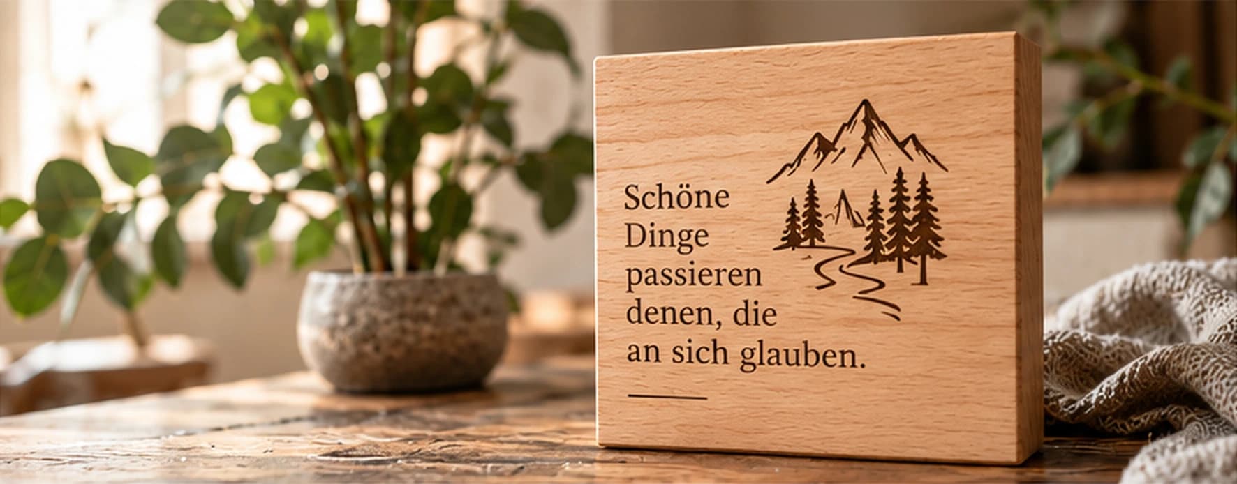 Personalisierter Brandblock aus Buche
