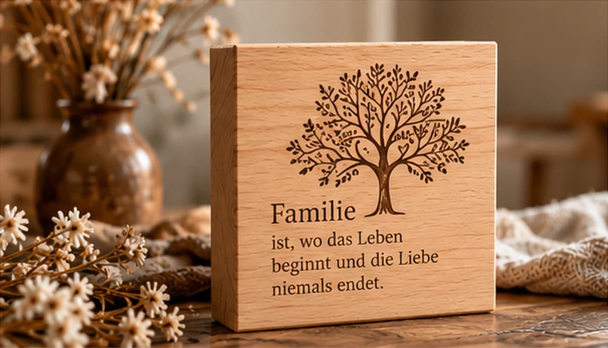 Brandblock mit Familienmotiv